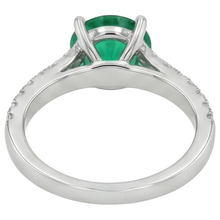 3.15 Carats Prong Set Green Emerald And Natural Earth Mined Diamonds Wedding Ring WG 14K