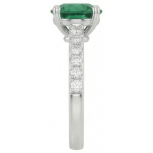 3.15 Carats Prong Set Green Emerald And Natural Earth Mined Diamonds Wedding Ring WG 14K