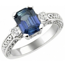 3.15 Carats Sri Lankan Sapphire & Natural Earth Mined Diamond Wedding Ring White Gold 14K