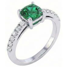 3.2 Ct Green Emerald With Natural Earth Mined Diamond Wedding Ring White Gold 14K