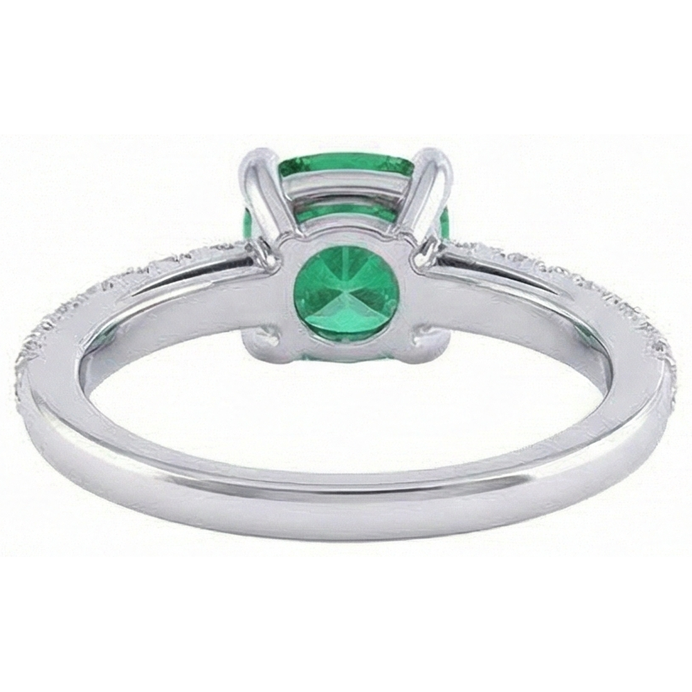 3.2 Ct Green Emerald With Natural Earth Mined Diamond Wedding Ring White Gold 14K
