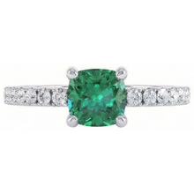 3.2 Ct Green Emerald With Natural Earth Mined Diamond Wedding Ring White Gold 14K