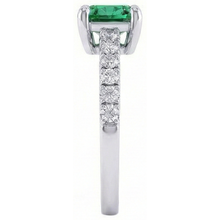 3.2 Ct Green Emerald With Natural Earth Mined Diamond Wedding Ring White Gold 14K