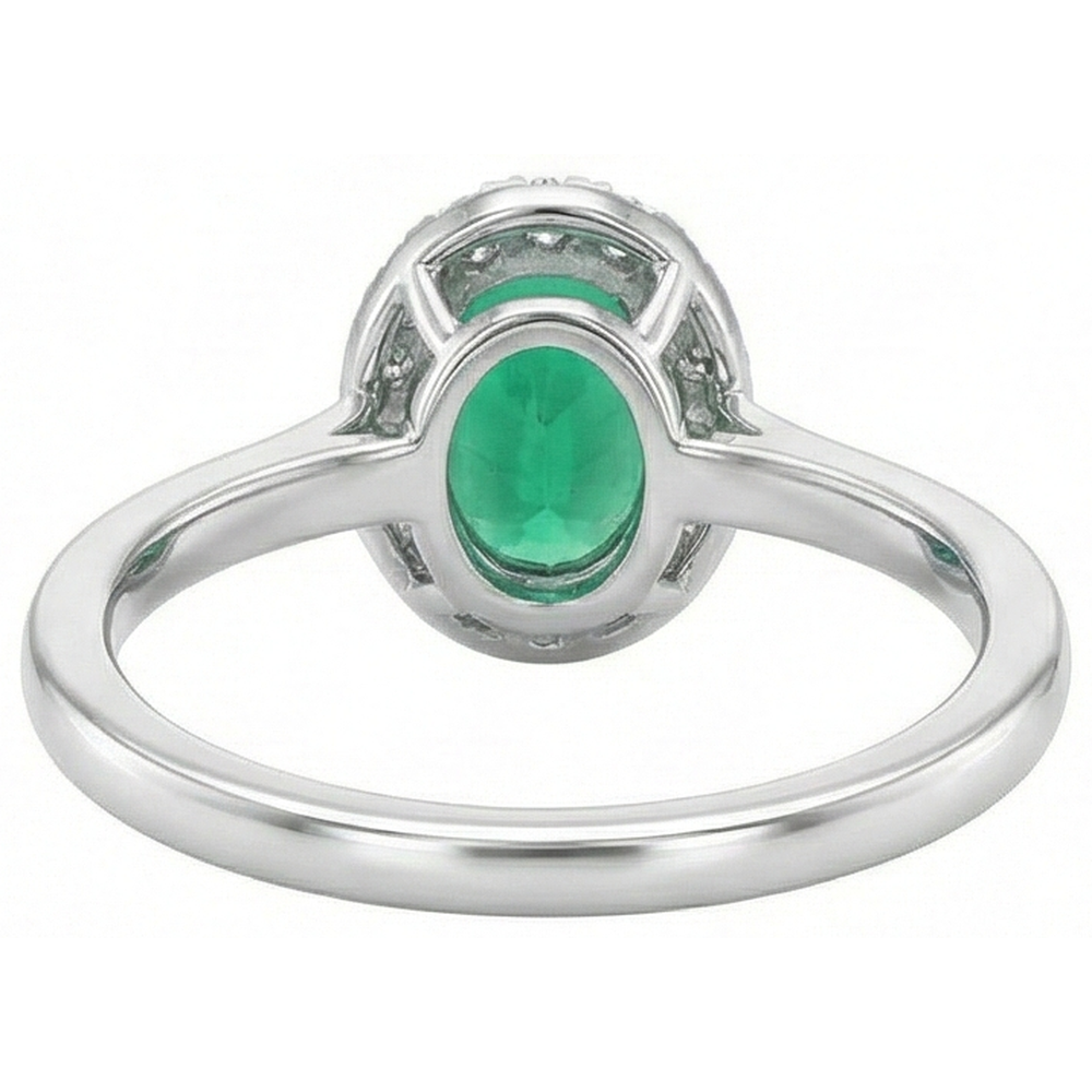 3.2 Ct Oval Cut Green Emerald Natural Earth Mined Diamond Wedding Ring White Gold 14K