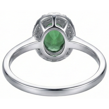 3.2 Ct Oval Green Emerald Halo Natural Earth Mined Diamond Ring 14K White Gold New