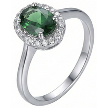 3.2 Ct Oval Green Emerald Halo Natural Earth Mined Diamond Ring 14K White Gold New