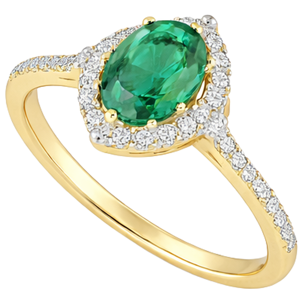 natural round emerald 3.20ct ring top view