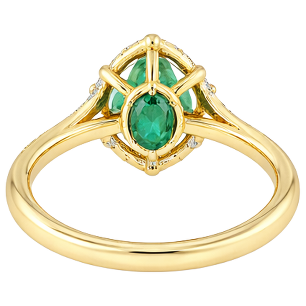 natural round emerald 3.20ct ring with diamond accents