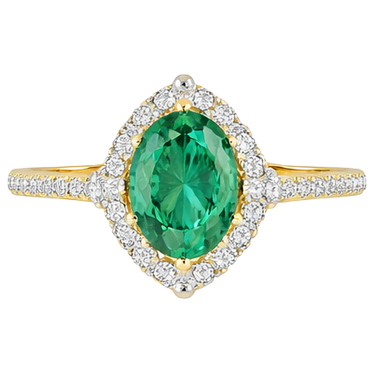 natural round emerald 3.20ct ring side angle