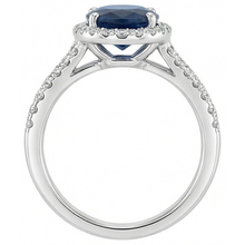 3.20 Carats Oval Sri Lanka Sapphire And Natural Earth Mined Diamond Ring White Gold 14K