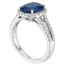 3.20 Carats Oval Sri Lanka Sapphire And Natural Earth Mined Diamond Ring White Gold 14K