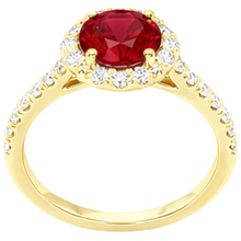 3.20 Carats Red Ruby With Natural Earth Mined Diamonds Ring Yellow Gold 14K