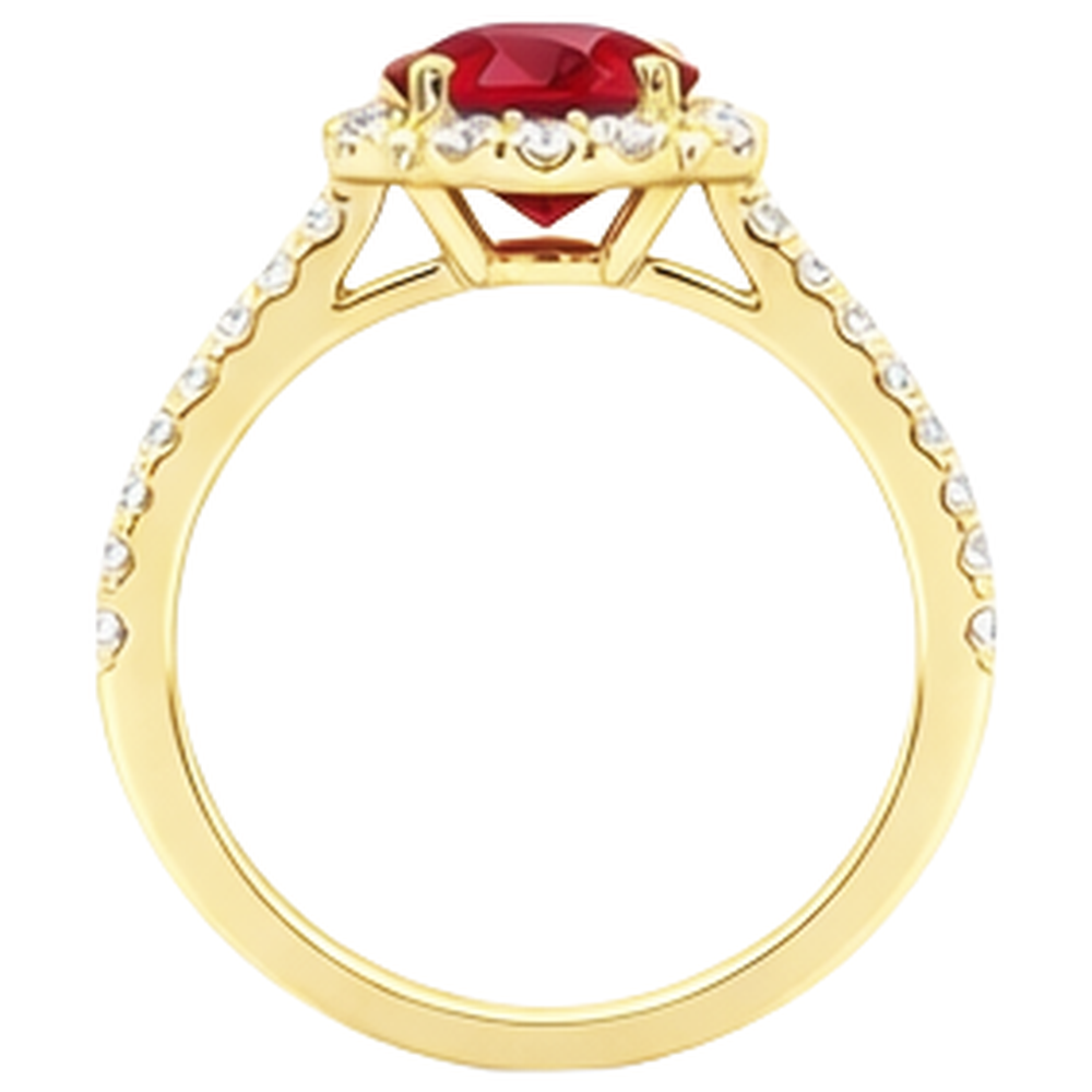 3.20 Carats Red Ruby With Natural Earth Mined Diamonds Ring Yellow Gold 14K