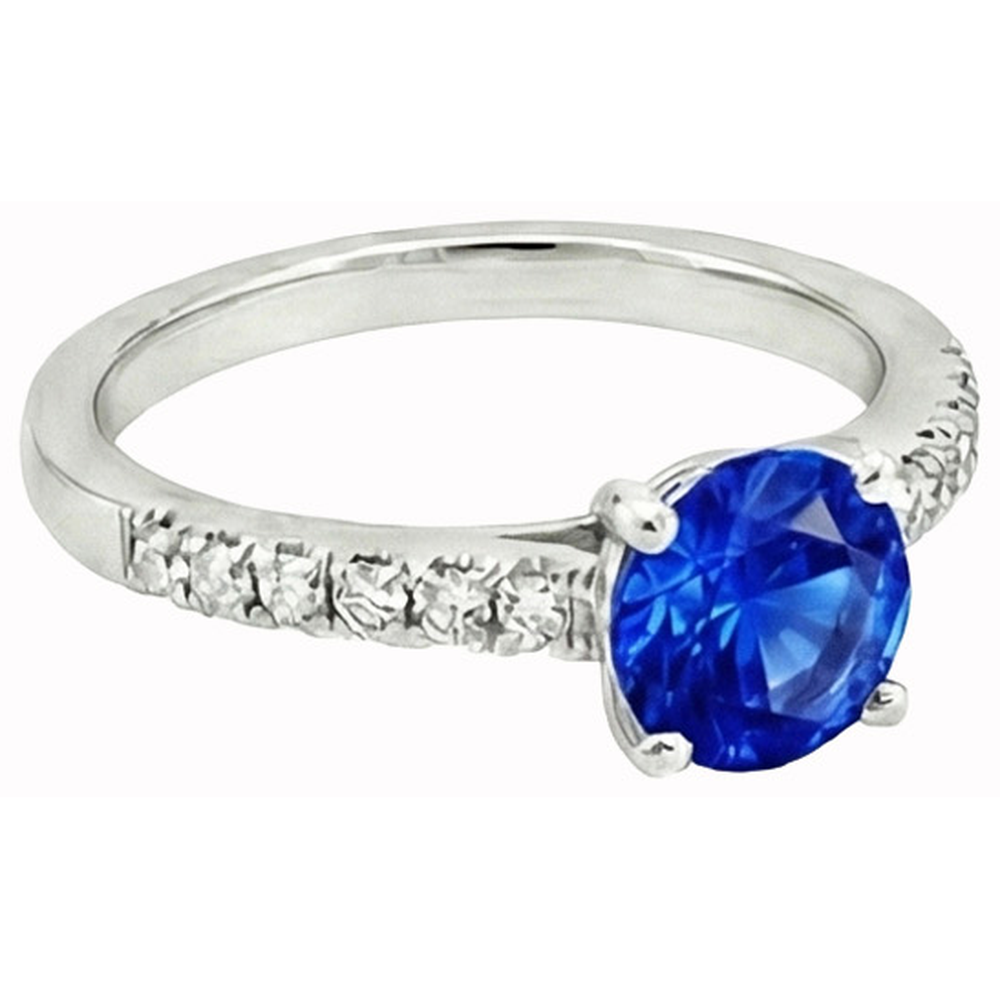 3.20 Ct Sri Lankan Sapphire And Natural Earth Mined DIAMOND ( NOT LAB GROWN )s Ring Gold 14K 4 Prong Set