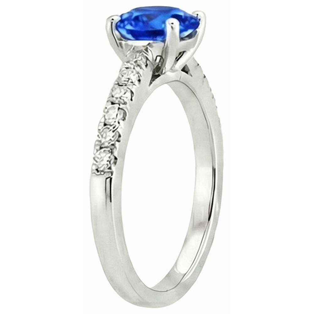 3.20 Ct Sri Lankan Sapphire And Natural Earth Mined DIAMOND ( NOT LAB GROWN )s Ring Gold 14K 4 Prong Set