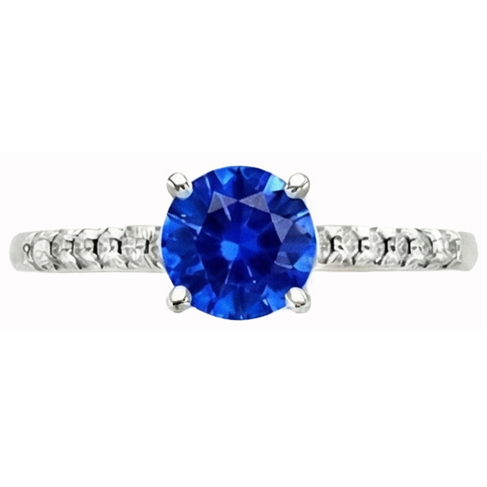 3.20 Ct Sri Lankan Sapphire And Natural Earth Mined DIAMOND ( NOT LAB GROWN )s Ring Gold 14K 4 Prong Set