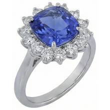 3.25 Carats Asscher Tanzanite & Round Natural Earth Mined Diamond Wedding Ring