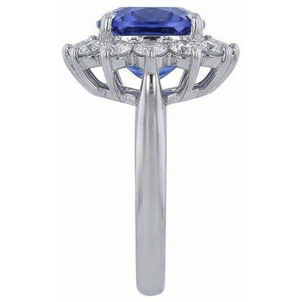 3.25 Carats Asscher Tanzanite & Round Natural Earth Mined Diamond Wedding Ring