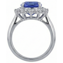 3.25 Carats Asscher Tanzanite & Round Natural Earth Mined Diamond Wedding Ring