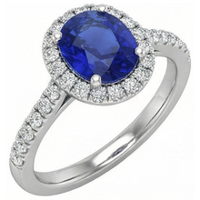 3.25 Carats Ceylon Sapphire And Natural Earth Mined Diamonds Wedding Ring White Gold 14K