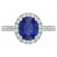 3.25 Carats Ceylon Sapphire And Natural Earth Mined Diamonds Wedding Ring White Gold 14K