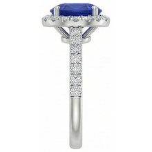 3.25 Carats Ceylon Sapphire And Natural Earth Mined Diamonds Wedding Ring White Gold 14K