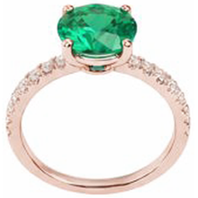 3.25 Carats Round Green Emerald & Natural Earth Mined Diamond Ring Gold Rose 14K Gemstone