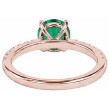 3.25 Carats Round Green Emerald & Natural Earth Mined Diamond Ring Gold Rose 14K Gemstone