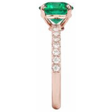 3.25 Carats Round Green Emerald & Natural Earth Mined Diamond Ring Gold Rose 14K Gemstone