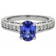 3.25 Carats Tanzanite And Natural Earth Mined Diamond Engagement Ring 14K White Gold