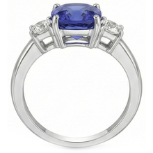 natural round sapphire 3.25ct ring profile view