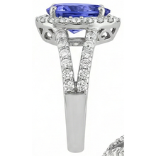 3.25 Ct Blue Pear Cut Tanzanite With Natural Earth Mined Diamond Ring Lady Men Gold