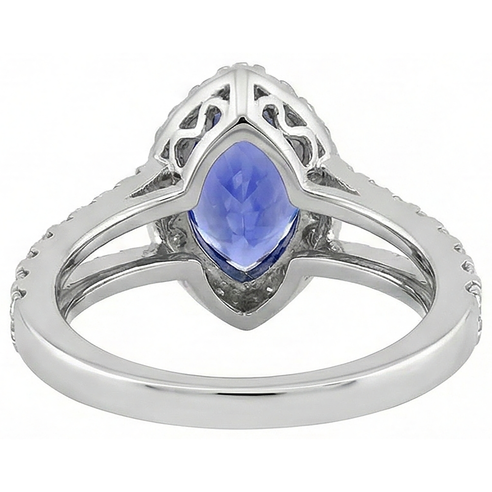 3.25 Ct Blue Pear Cut Tanzanite With Natural Earth Mined Diamond Ring Lady Men Gold