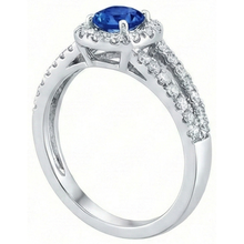 3.25 Ct Brilliant Cut Ceylon Sapphire Natural Earth Mined Diamonds Ring White Gold 14K