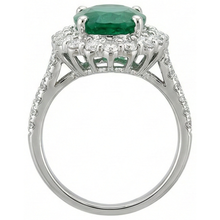 natural round emerald 3.25ct ring profile view
