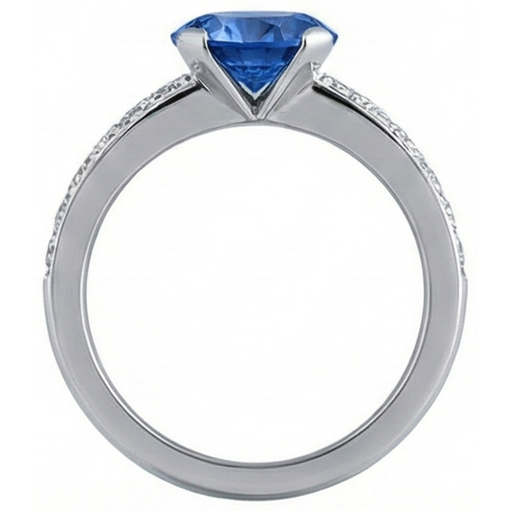 3.25 Ct Round Sri Lanka Sapphire Natural Earth Mined DIAMOND ( NOT LAB GROWN )s Ring Gold 14K