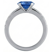 3.25 Ct Round Sri Lanka Sapphire Natural Earth Mined DIAMOND ( NOT LAB GROWN )s Ring Gold 14K
