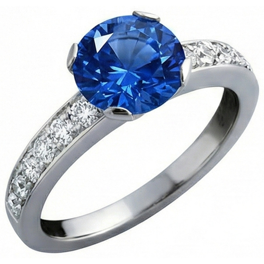 natural round sapphire 3.25ct ring side angle