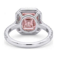 Women Pink Diamond Engagement Ring 3.25 Carat Lab Grown Asscher Halo 14K White Gold
