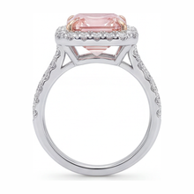 Women Pink Diamond Engagement Ring 3.25 Carat Lab Grown Asscher Halo 14K White Gold