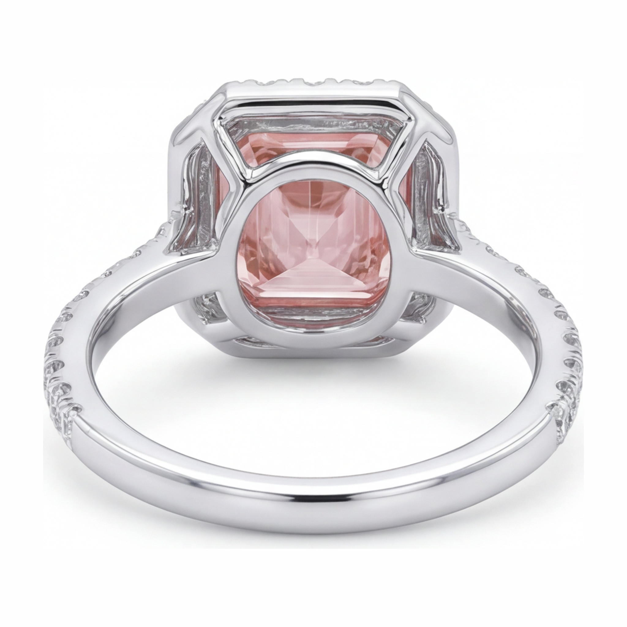 Women Pink Diamond Engagement Ring 3.25 Carat Lab Grown Asscher Halo 14K White Gold