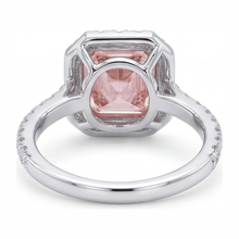 Women Pink Diamond Engagement Ring 3.25 Carat Lab Grown Asscher Halo 14K White Gold