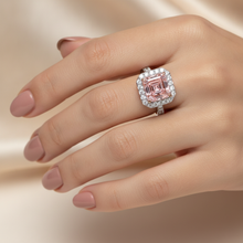 Women Pink Diamond Engagement Ring 3.25 Carat Lab Grown Asscher Halo 14K White Gold