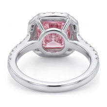 Pink Diamond Ring 3.25 Carat Lab Grown Cushion Halo Pave 14K White Gold
