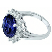 3.26 Carats Tanzanite And Round Natural Earth Mined DIAMOND ( NOT LAB GROWN )s Ring White Gold 14K