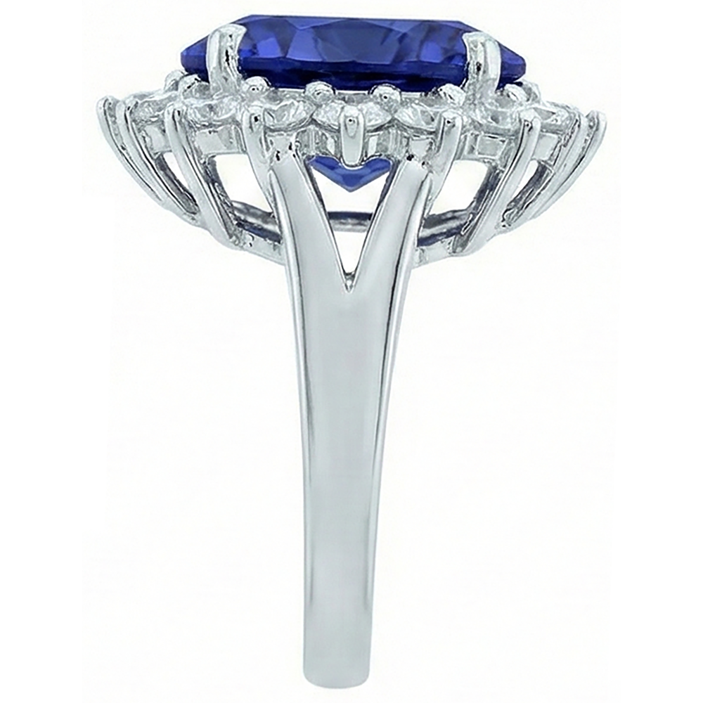 3.26 Carats Tanzanite And Round Natural Earth Mined DIAMOND ( NOT LAB GROWN )s Ring White Gold 14K