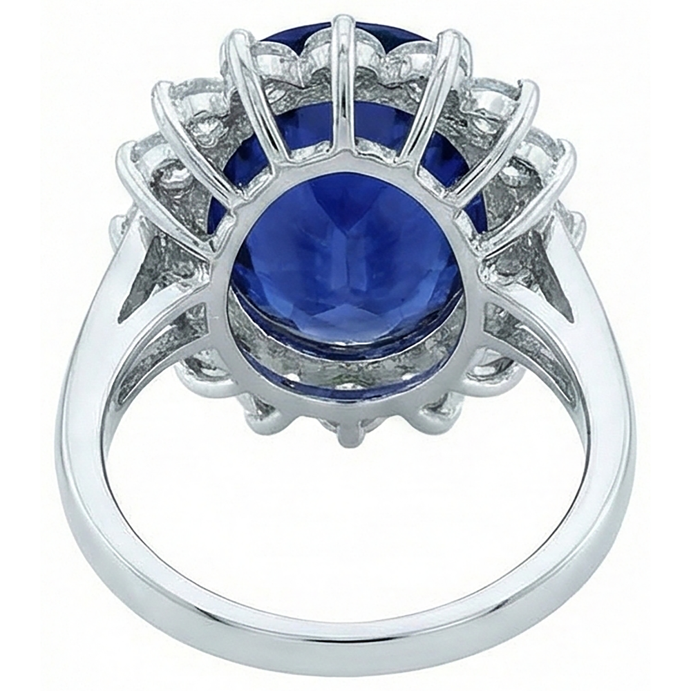 3.26 Carats Tanzanite And Round Natural Earth Mined DIAMOND ( NOT LAB GROWN )s Ring White Gold 14K