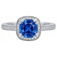 3.35 Carats Ceylon Blue Sapphire And Round Natural Earth Mined Diamonds Engagement Ring