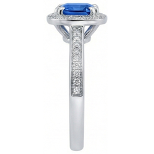 3.35 Carats Ceylon Blue Sapphire And Round Natural Earth Mined Diamonds Engagement Ring