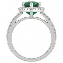 3.35 Carats Green Emerald With Natural Earth Mined DIAMOND ( NOT LAB GROWN )s Ring Prong Set White Gold 14K